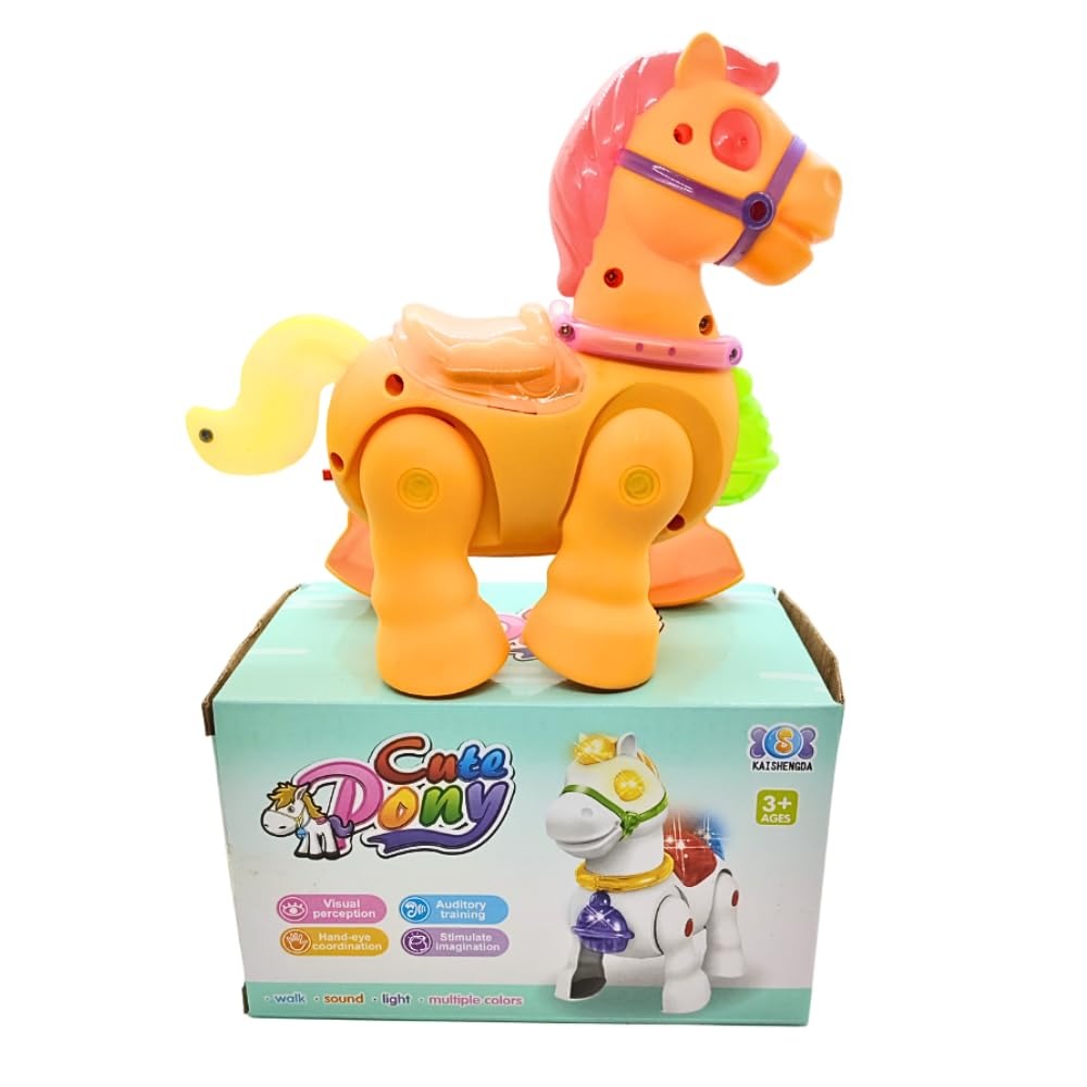 Musical Walking Moving Pony Horse with Light & Sound Battery Operated Toy for Toddlers Kids for Multi Colour