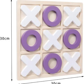 Wooden Tic-Tac-Toe Board Game – Classic XO Strategy Game for Kids, Toddlers, Preschoolers & Adults – Educational, Durable & Portable 30cm Wooden Board – Ideal Birthday Gift, Party Favour & Family Game (Random Color)
