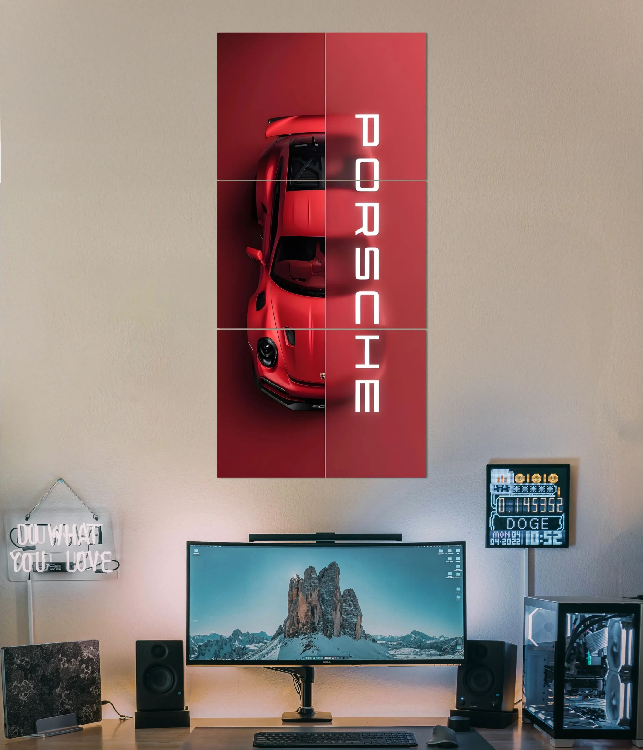 Set of 4 Car Design Sticky Photo Tiles – Wall Frames for Home & Office Decor