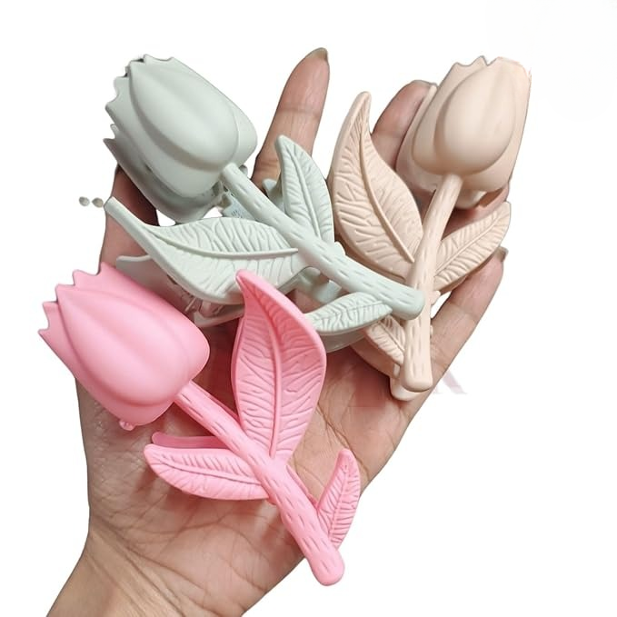 Rose Flower Hair Clips – Stylish Matte Finish Rose-Shaped Claw Clips for Women & Girls (Assorted Colors, Set of 6) - Image 5