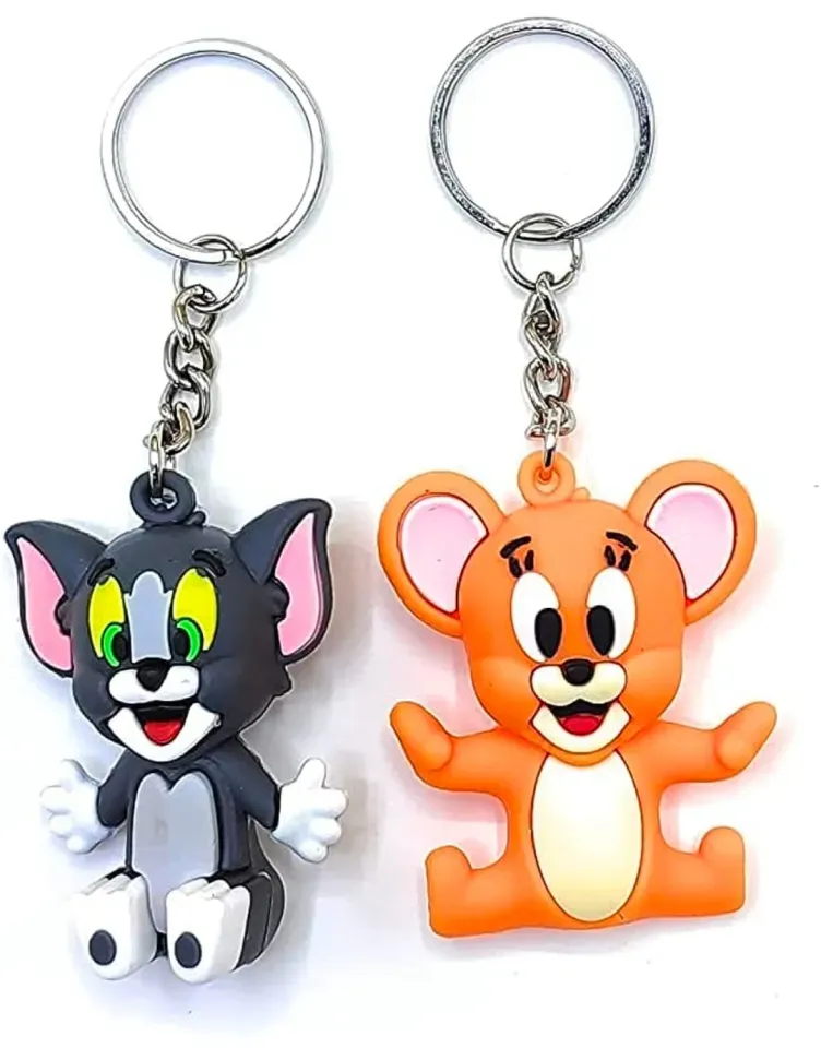Pack of 2 Tom & Jerry Cartoon Keychains – High Quality Silicone Rubber | Fun Bag & Key Ring - Key-Chain For Kids - Cartoon Keychain ( Random Design ) - Image 2