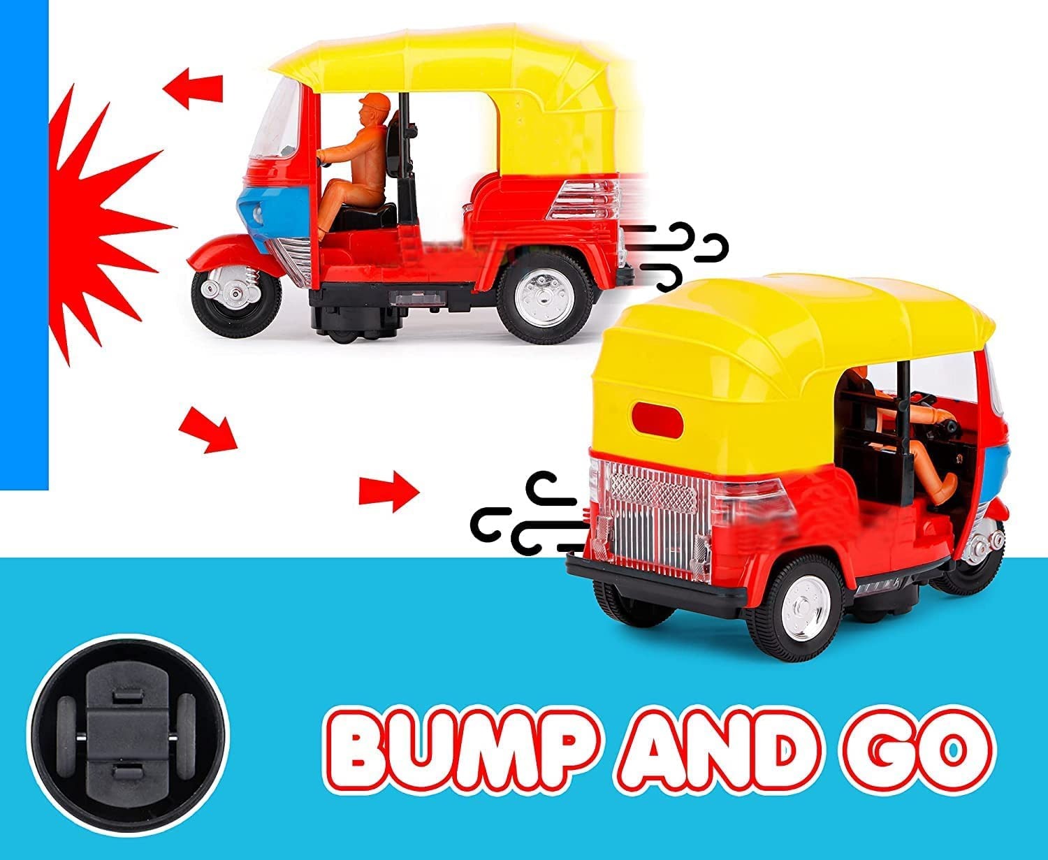 Musical Electric Tricycle Rickshaw Toy for Kids – Battery Operated with Front & Rear Lights, Music, Durable Plastic Build, (Multi-Color) - Image 4