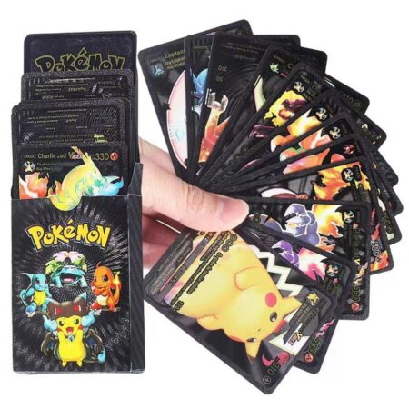 Pokemon Plastic Cards Collection Box – 52 Cards per Pack | 3D Pokemon Trading Cards | Durable Plastic Cards | Gold, Black & Silver Color Options | Premium Collector’s Edition Gift Set