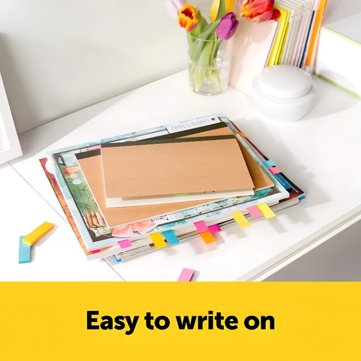 Pack of 100 Sticky Note Multi-Color Tags – Strong Removable Adhesive, Bright Assorted Colors for Office, School & Home Organization - Image 3