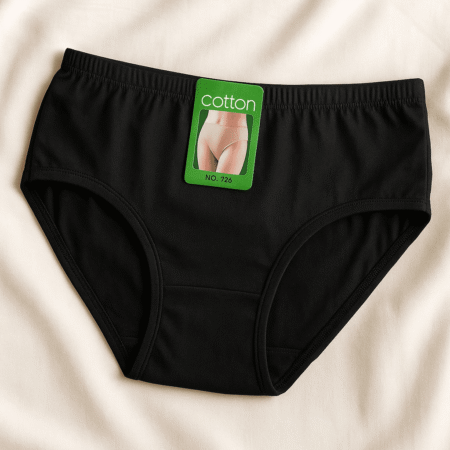 2 Pcs Women’s Cotton Plain Panties – Soft & Comfortable Underwear (Skin, Black | S/M/L)
