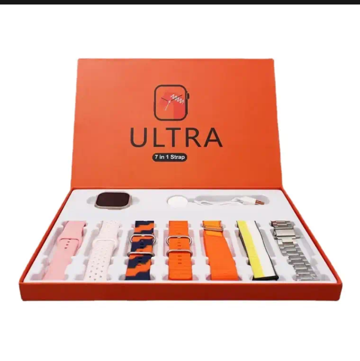 7-in-1 Ultra Smart Watch – Advanced Multi-Feature Fitness Tracker with Heart Rate Monitor, Sleep Tracking, Bluetooth Calling, Sports Modes & More Random Color Straps - Smartwatch With 6 Silicone Stripes And 1 Metal Strip - Image 3