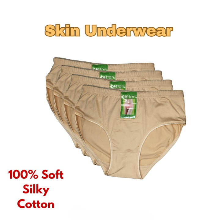 2 Pcs Women’s Cotton Plain Panties – Soft & Comfortable Underwear (Skin, Black | S/M/L) - Image 3