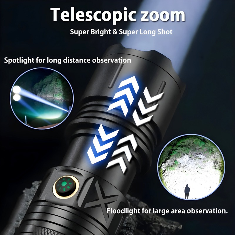 Ruilang P90 High Power Rechargeable LED Flashlight – Ultra Bright Torch with Zoom, Multiple Modes & Type-C Fast Charging - Image 4