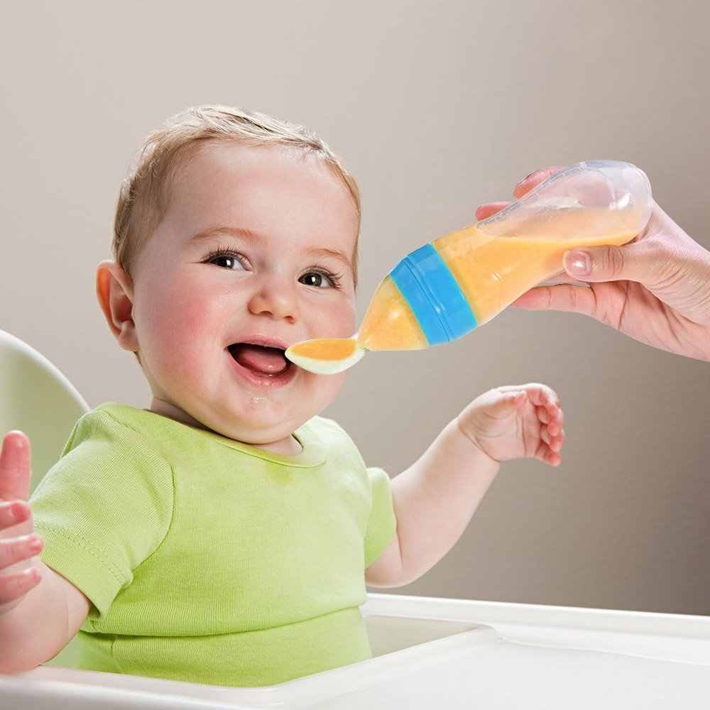 Silicone Baby Spoon Squeezing Feeding Bottle Feeder – Soft, Safe & Easy Baby Food Dispenser (Random color) - Image 3