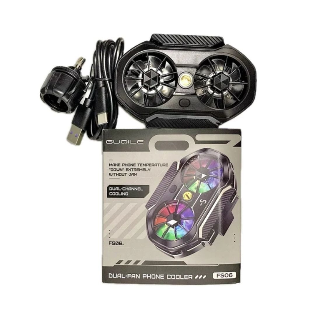 FS06 Semiconductor Cooling Mobile Phone Cooler Radiator Dual Fans Digital Display for Live Streaming with Universal Wheel - Image 5