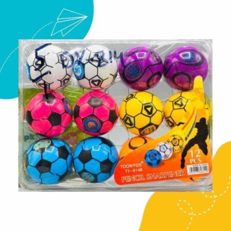 Football Shape Pencil Sharpener Set – Pack of 12 | Fun & Durable Stationery for Kids, Students, and Office Use | Compact & Easy to Use Sharpeners (Random Color)
