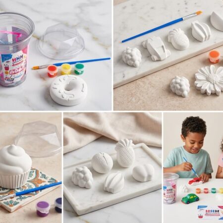 DIY Plaster Painting Kit for Kids – Creative Party Favor Set with Daisy, Grapes & Pineapple Figures