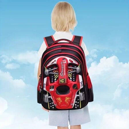 Racing Car Backpack for Kids – Lightweight Nylon School Bag for Boys & Girls