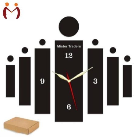 3D Wooden Wall Clock – Black Modern Design
