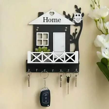 Owl House Key Holder with Plant Balcony