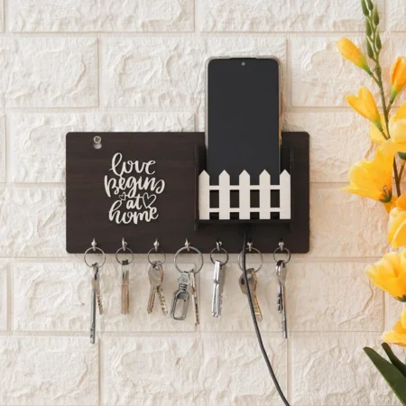 Wall-Mounted Key & Phone Holder – Fence Design