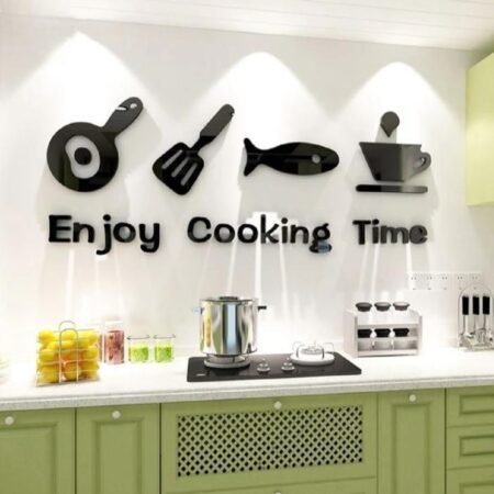 3D Laser Cut Wall Art – Black Modern Kitchen Decor