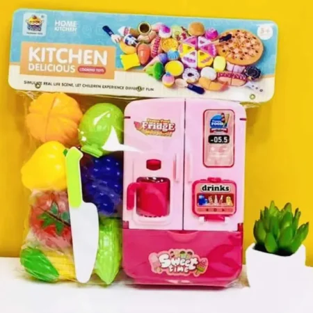 Kids Kitchen Fridge Playset with Fruits