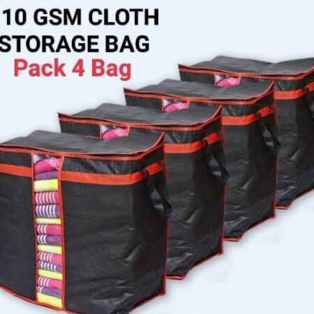 Black Storage Bags with Red Trim – Set of 4