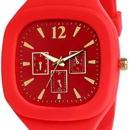 Red Silicone Square Watch for Men