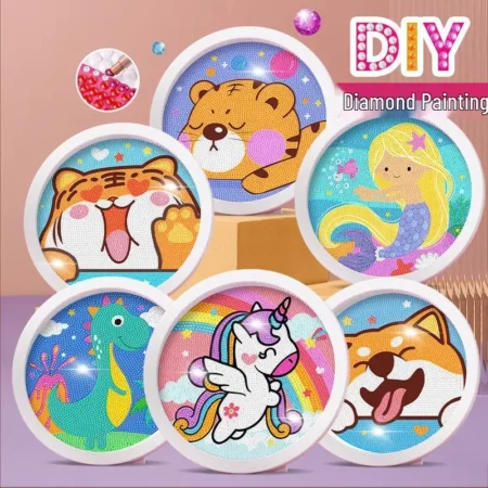 3D Diamond Painting Kit for Kids with Frame