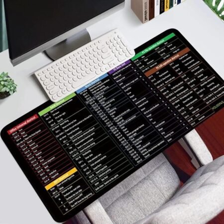 Desk Mat with Printed Keyboard Shortcuts